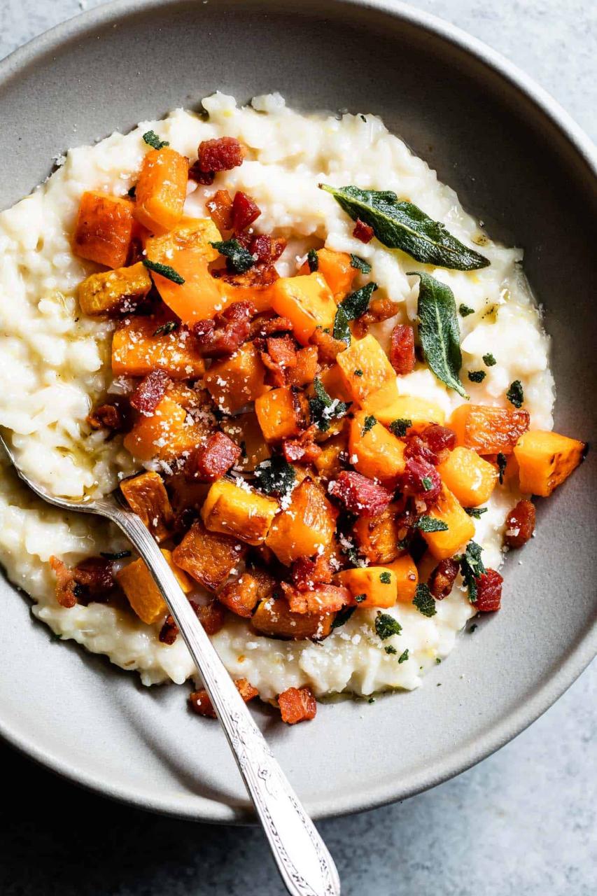 Roasted Butternut and Pancetta Risotto with Sage Oil - Snixy Kitchen
