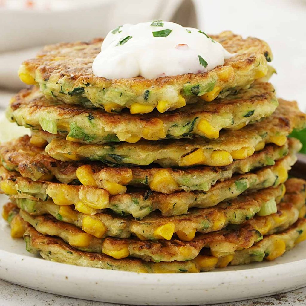 Courgette and Sweetcorn Fritters - Khin's Kitchen